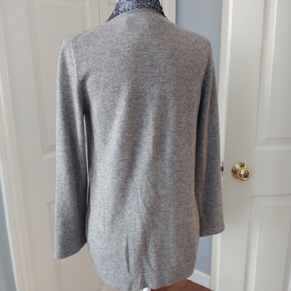 Pink Tartan Cashmere Blend Grey Sequins Trim Cardigan XS - Picture 5 of 14